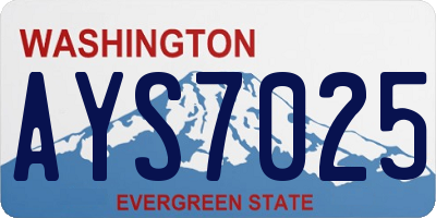 WA license plate AYS7025