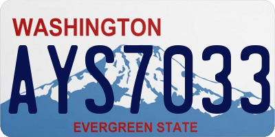 WA license plate AYS7033