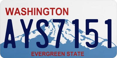 WA license plate AYS7151