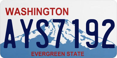 WA license plate AYS7192