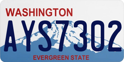 WA license plate AYS7302
