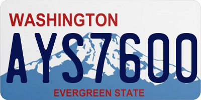 WA license plate AYS7600