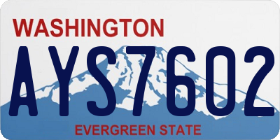 WA license plate AYS7602