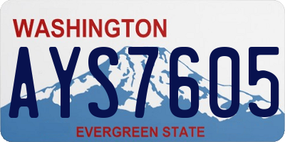 WA license plate AYS7605