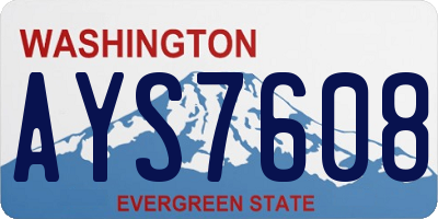 WA license plate AYS7608