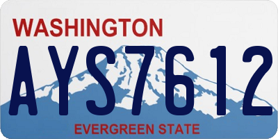 WA license plate AYS7612