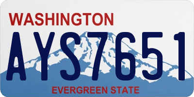WA license plate AYS7651