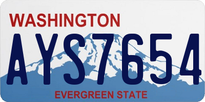 WA license plate AYS7654