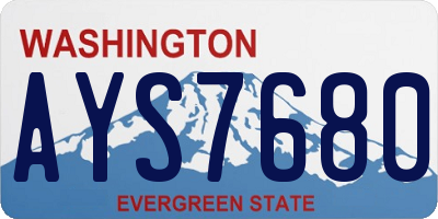 WA license plate AYS7680