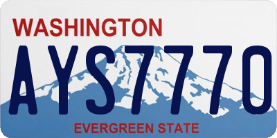 WA license plate AYS7770