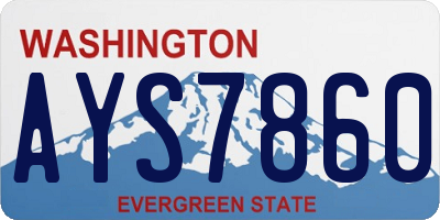 WA license plate AYS7860