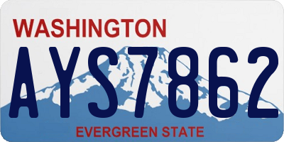 WA license plate AYS7862