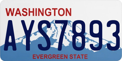 WA license plate AYS7893