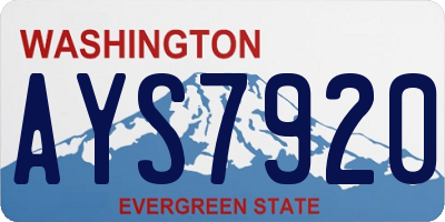 WA license plate AYS7920