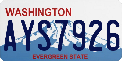 WA license plate AYS7926