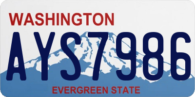 WA license plate AYS7986
