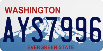 WA license plate AYS7996