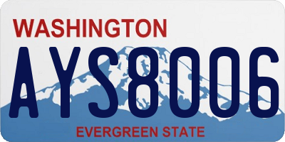 WA license plate AYS8006
