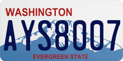 WA license plate AYS8007