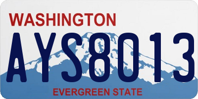 WA license plate AYS8013