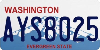 WA license plate AYS8025