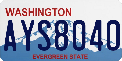 WA license plate AYS8040