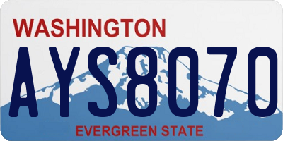 WA license plate AYS8070