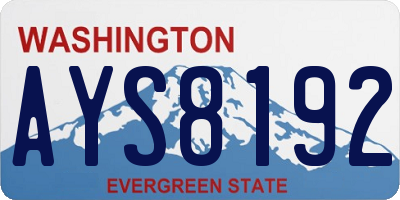 WA license plate AYS8192