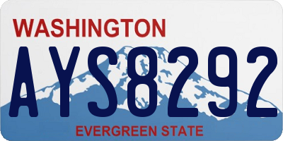 WA license plate AYS8292