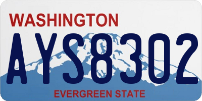 WA license plate AYS8302