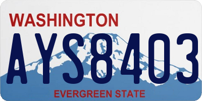 WA license plate AYS8403