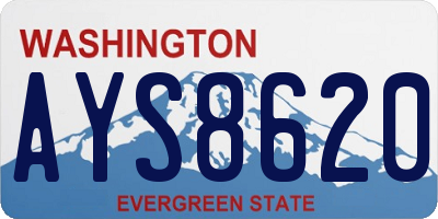 WA license plate AYS8620