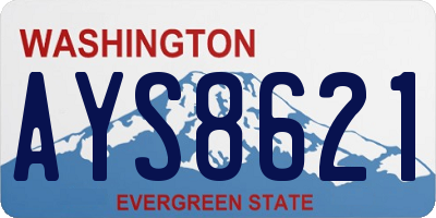 WA license plate AYS8621