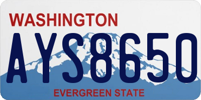 WA license plate AYS8650