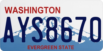 WA license plate AYS8670