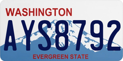 WA license plate AYS8792