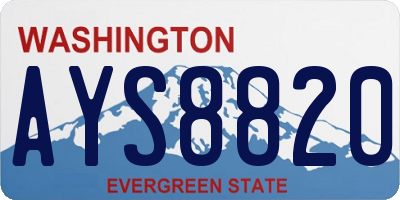 WA license plate AYS8820