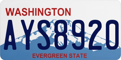 WA license plate AYS8920