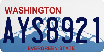 WA license plate AYS8921