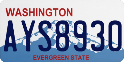 WA license plate AYS8930