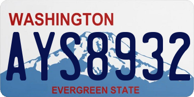 WA license plate AYS8932