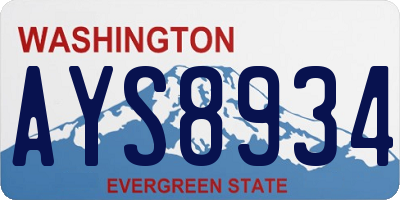 WA license plate AYS8934