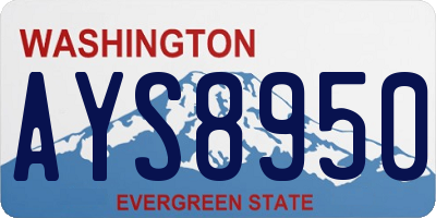 WA license plate AYS8950