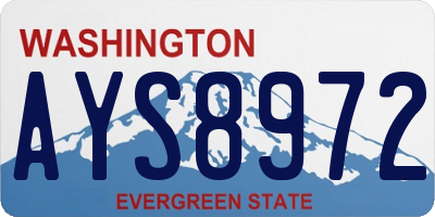 WA license plate AYS8972