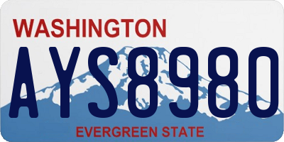 WA license plate AYS8980