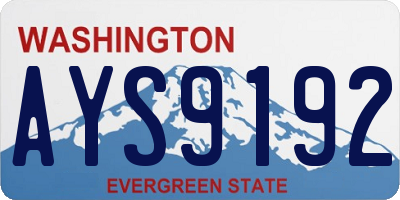 WA license plate AYS9192