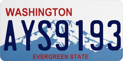 WA license plate AYS9193