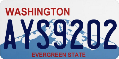 WA license plate AYS9202