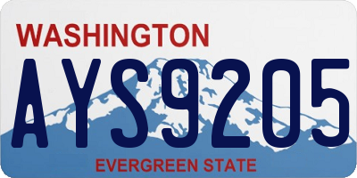 WA license plate AYS9205