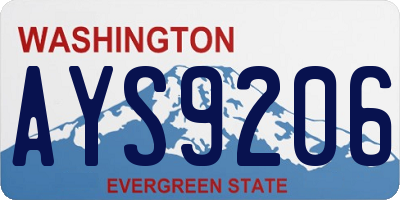 WA license plate AYS9206